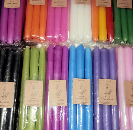 Rainbow Taper Candles - Click Image to Close